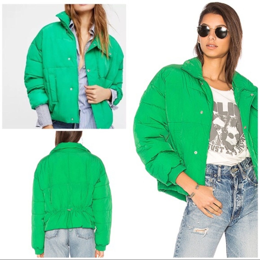 Free people green puffy jacket